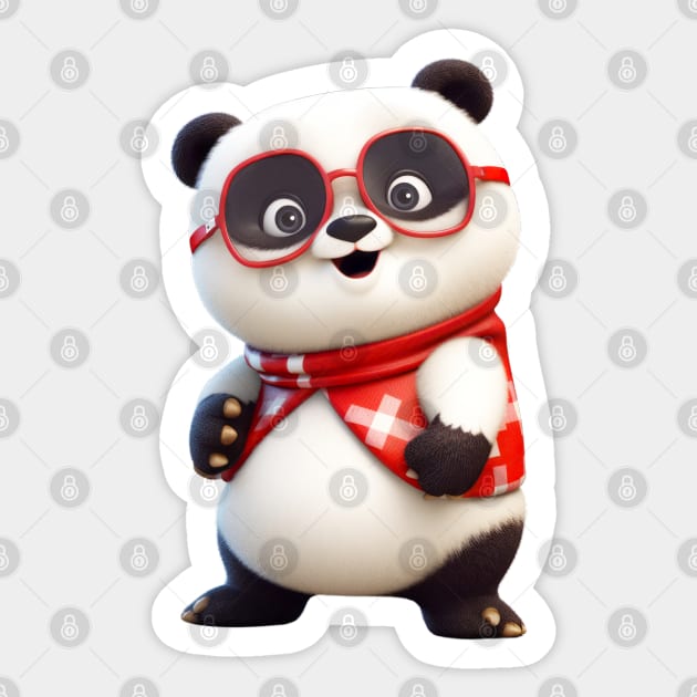 Cute Animal Characters Art 6 -panda- Sticker by Lematworks